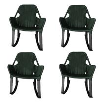 Kit 4 Cadeiras de Balanço Athenas Corda Náutica Base em Alumínio Preto/verde Musgo Kit 4 Cadeiras de Balanço Athenas Corda Náutica Base em Alumínio Preto/verde Musgo