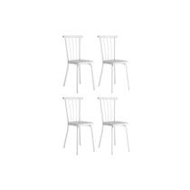 Kit 4 Cadeiras de Cozinha 154 Aço 4 Uni Branco/Courano Branco - Carraro
