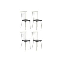 Kit 4 Cadeiras de Cozinha 154 Aço 4 Uni Prata/Courano Preto - Carraro