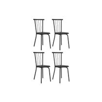 Kit 4 Cadeiras de Cozinha 154 Aço 4 Uni Preto/Courano Preto - Carraro
