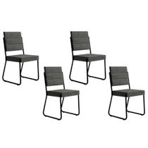 Kit 4 Cadeiras de Cozinha 1736 4 Uni Preto/Grafite - Preto - Carraro