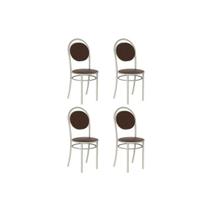 Kit 4 Cadeiras de Cozinha 190 Aço 4 Uni Prata/Courano Cacau - Carraro Kit 4 Cadeiras de Cozinha 190 Aço 4 Uni Prata/Courano Cacau - Carraro