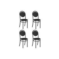 Kit 4 Cadeiras de Cozinha 190 Aço 4 Uni Preto/Courano Preto - Carraro