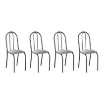 Kit 4 Cadeiras de Cozinha Califórnia Estampado Prata Pés de Ferro Preto - Pallazio