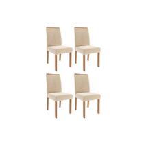 Kit 4 Cadeiras de Cozinha Clarice Wood 4 Un Carvalho/Suede Nude Bege - Cimol