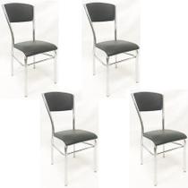 Kit 4 Cadeiras de COZINHA com reforço cromada assento e encosto preto - Poltronas do Sul