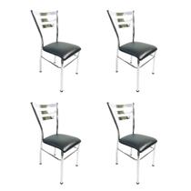 Kit 4 Cadeiras de COZINHA com reforço cromada assento preto - Poltronas do Sul Kit 4 Cadeiras de COZINHA com reforço cromada assento preto - Poltronas do Sul