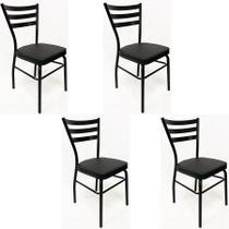 Kit 4 Cadeiras de COZINHA com reforço preta assento grosso preto - Poltronas do Sul