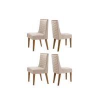 Kit 4 Cadeiras de Cozinha Dafne 4 Un Naturalle/Suede Creme - Rufato