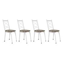 Kit 4 Cadeiras de Cozinha Delaware Estampado Cedro Pés de Ferro Branco - Pallazio