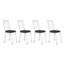 Kit 4 Cadeiras de Cozinha Delaware Estampado Mosaico Silver Pés de Ferro Branco - Pallazio