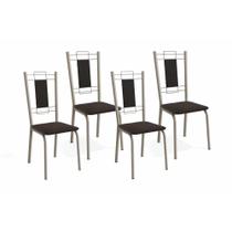 Kit 4 Cadeiras de Cozinha Florença 4C005 4 Un Níquel/Courano Preto - Kappesberg