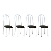Kit 4 Cadeiras de Cozinha Flórida Estampado Preto Pés de Ferro Branco - Pallazio Kit 4 Cadeiras de Cozinha Flórida Estampado Preto Pés de Ferro Branco - Pallazio