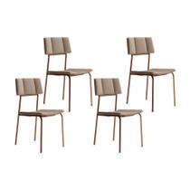 Kit 4 Cadeiras de Cozinha Lou 1742 4 Uni Rose/Linho Areia - Carraro