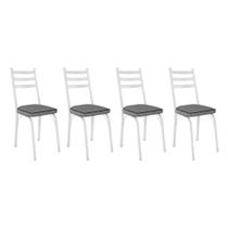 Kit 4 Cadeiras de Cozinha Luisiana Estampado Andorinha Pés de Ferro Branco - Pallazio