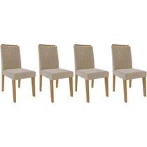 Kit 4 Cadeiras de Cozinha Nicole 4 Un Madeirado/Suede Nude Bege - Cimol Kit 4 Cadeiras de Cozinha Nicole 4 Un Madeirado/Suede Nude Bege - Cimol