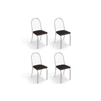 Kit 4 Cadeiras de Cozinha Noruega 4C077 4 Un Cromado/Courano Preto - Kappesberg
