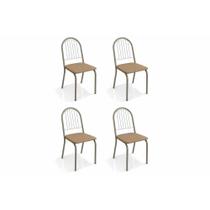 Kit 4 Cadeiras de Cozinha Noruega 4C077 4 Un Níquel/Linho Capuccino - Kappesberg