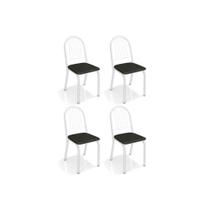 Kit 4 Cadeiras de Cozinha Noruega 4C077BRF 4 Un Branco Fosco/Courano Preto - Kappesberg