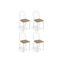 Kit 4 Cadeiras de Cozinha Noruega 4C077BRF 4 Un Branco Fosco/Linho Capuccino - Kappesberg