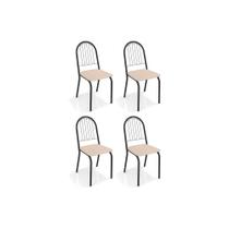 Kit 4 Cadeiras de Cozinha Noruega 4C077PRF 4 Un Preto Fosco/Courano Nude - Kappesberg