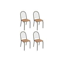 Kit 4 Cadeiras de Cozinha Noruega 4C077PRF 4 Un Preto Fosco/Linho Capuccino - Kappesberg