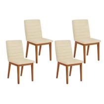 Kit 4 Cadeiras de Cozinha Sofia 4 un Ipe/Linho Neve - DJ Móveis