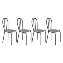 Kit 4 Cadeiras de Cozinha Texas Estampado Grafiato Pés de Ferro Cromo Preto - Pallazio