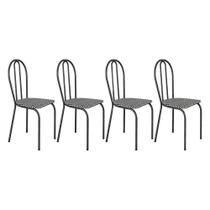 Kit 4 Cadeiras de Cozinha Texas Estampado Preto com Branco Pés de Ferro Cromo Preto - Pallazio
