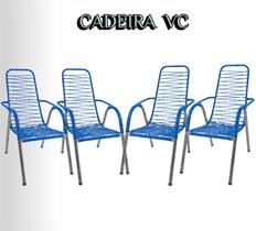 Kit 4 Cadeiras de Descanso Area de Lazer Varanda Casa Resistente de corda PVC
