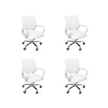 Kit 4 Cadeiras de Escritório Begonia Tela Mesh Ergonômica - Branco - Branco Kit 4 Cadeiras de Escritório Begonia Tela Mesh Ergonômica - Branco - Branco