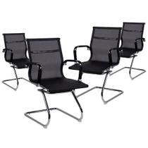 Kit 4 Cadeiras de Escritório Executiva Fixa Tela Mesh Preto Kit 4 Cadeiras de Escritório Executiva Fixa Tela Mesh Preto