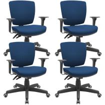 Kit 4 Cadeiras de Escritório Executiva Office Giratória Preto Baixa Flexi P03 Poliéster Azul -Lyam Kit 4 Cadeiras de Escritório Executiva Office Giratória Preto Baixa Flexi P03 Poliéster Azul -Lyam