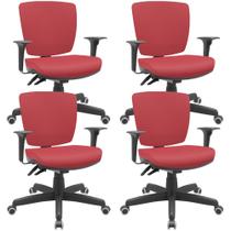 Kit 4 Cadeiras de Escritório Executiva Office Giratória Preto Baixa Flexi P03 Vinil Vermelho -Lyam Kit 4 Cadeiras de Escritório Executiva Office Giratória Preto Baixa Flexi P03 Vinil Vermelho -Lyam