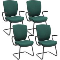 Kit 4 Cadeiras de Escritório Fixa Executiva Office Preto Slim Alta Flexi P03 Poliéster Verde -Lyam Kit 4 Cadeiras de Escritório Fixa Executiva Office Preto Slim Alta Flexi P03 Poliéster Verde -Lyam