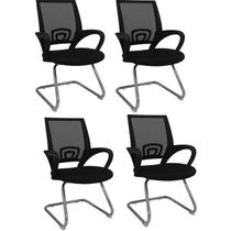 Kit 4 Cadeiras de Escritório Interlocutor Tela Mesh Santiago Kit 4 Cadeiras de Escritório Interlocutor Tela Mesh Santiago