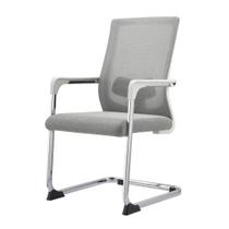 Kit 4 Cadeiras de Escritório Locutor Avila Tela Mesh Cinza Polipropileno Branco Base Fixa Cromada