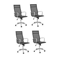 Kit 4 Cadeiras de Escritório Presidente Esteirinha em Tela Mesh Sevilha Kit 4 Cadeiras de Escritório Presidente Esteirinha em Tela Mesh Sevilha