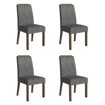 Kit 4 Cadeiras de Jantar 4255 com Espaldar Rustic/Silver Madesa