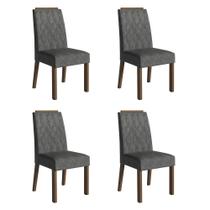 Kit 4 Cadeiras de Jantar 4256 com Espaldar Rustic/Silver Madesa