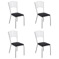 Kit 4 Cadeiras de Jantar Aço com Assento Estofado Multimóveis CR50273 Kit 4 Cadeiras de Jantar Aço com Assento Estofado Multimóveis CR50273