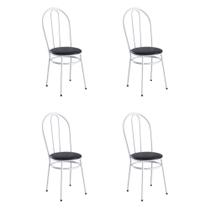 Kit 4 Cadeiras De Jantar Aço Com Assento Estofado Multimóveis CR50274 Branco-preto Kit 4 Cadeiras De Jantar Aço Com Assento Estofado Multimóveis CR50274 Branco-preto