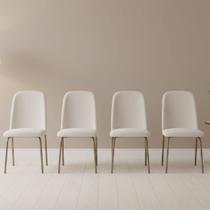 Kit 4 Cadeiras de Jantar Aço e Linho California Kit 4 Cadeiras de Jantar Aço e Linho California