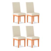 Kit 4 Cadeiras de Jantar Alice Suede Bege