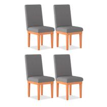 Kit 4 Cadeiras de Jantar Alice Suede Cinza