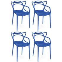 Kit 4 Cadeiras de Jantar Allegra Prática Empilhável - Azul Petróleo