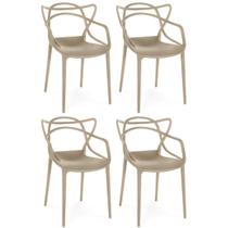 Kit 4 Cadeiras de Jantar Allegra Prática Empilhável - Nude