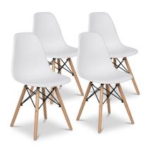 Kit 4 Cadeiras De Jantar Charles Eames Eiffel Base Madeira Kit 4 Cadeiras De Jantar Charles Eames Eiffel Base Madeira
