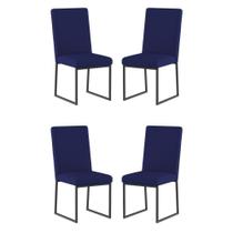 Kit 4 Cadeiras De Jantar Com Base De Ferro Preto Balaqui Cor:azul Marinho Azul Marinho