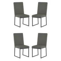 Kit 4 Cadeiras De Jantar Com Base De Ferro Preto Balaqui Cor:cinza Cinza